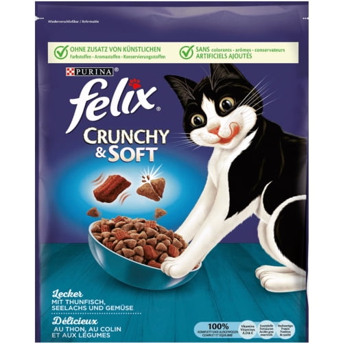 FELIX Crunchy & Soft mit Thunfisch, Seelachs und Gemüse